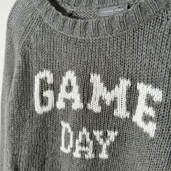 GAME DAY Wooden Ships Open Knit Gray & White Sweater - Picture 4 of 6